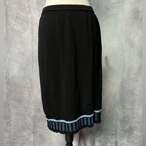Grace Dane Lewis Petites Vintage Black Skirt with Blue Trim & Elastic Waist - PL